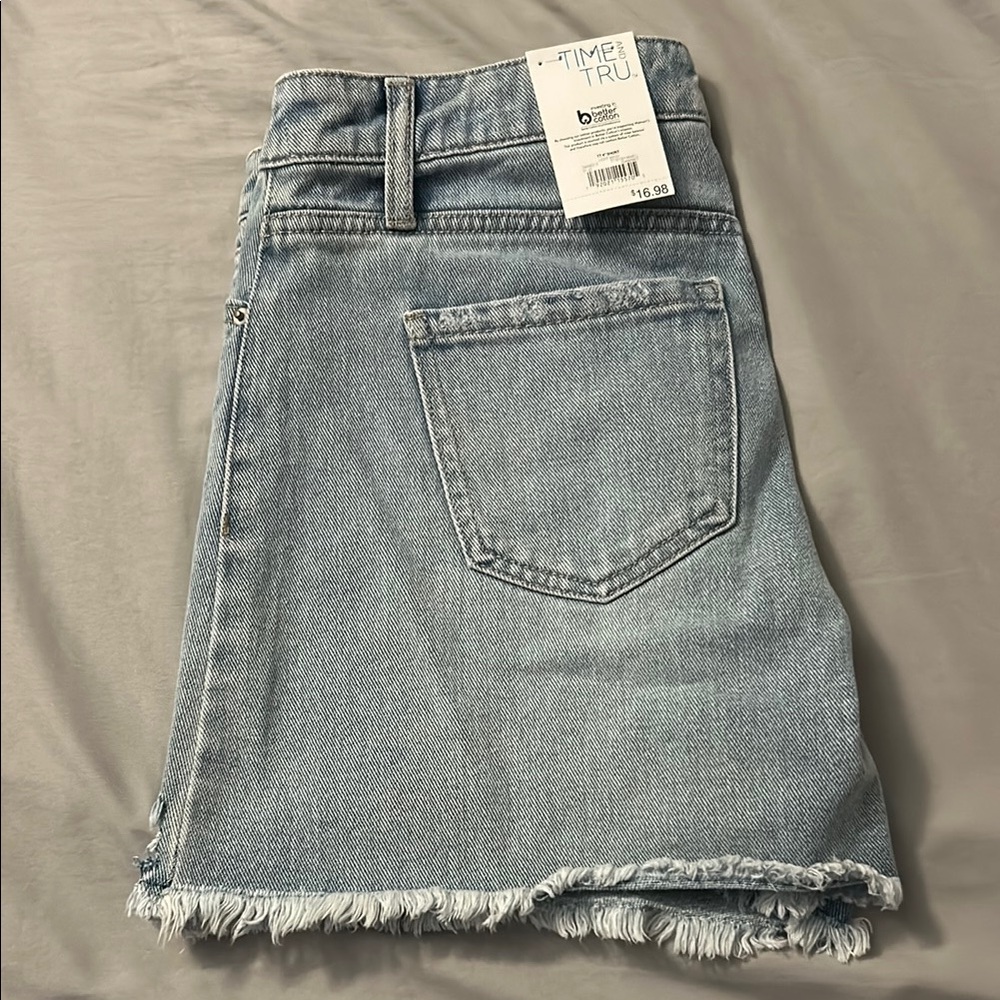 Time and Tru Light Blue Frayed Denim Skirt